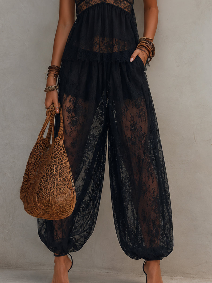 Conjunto Chaleco Halter Encaje Pantalón Globo Brisa Boho