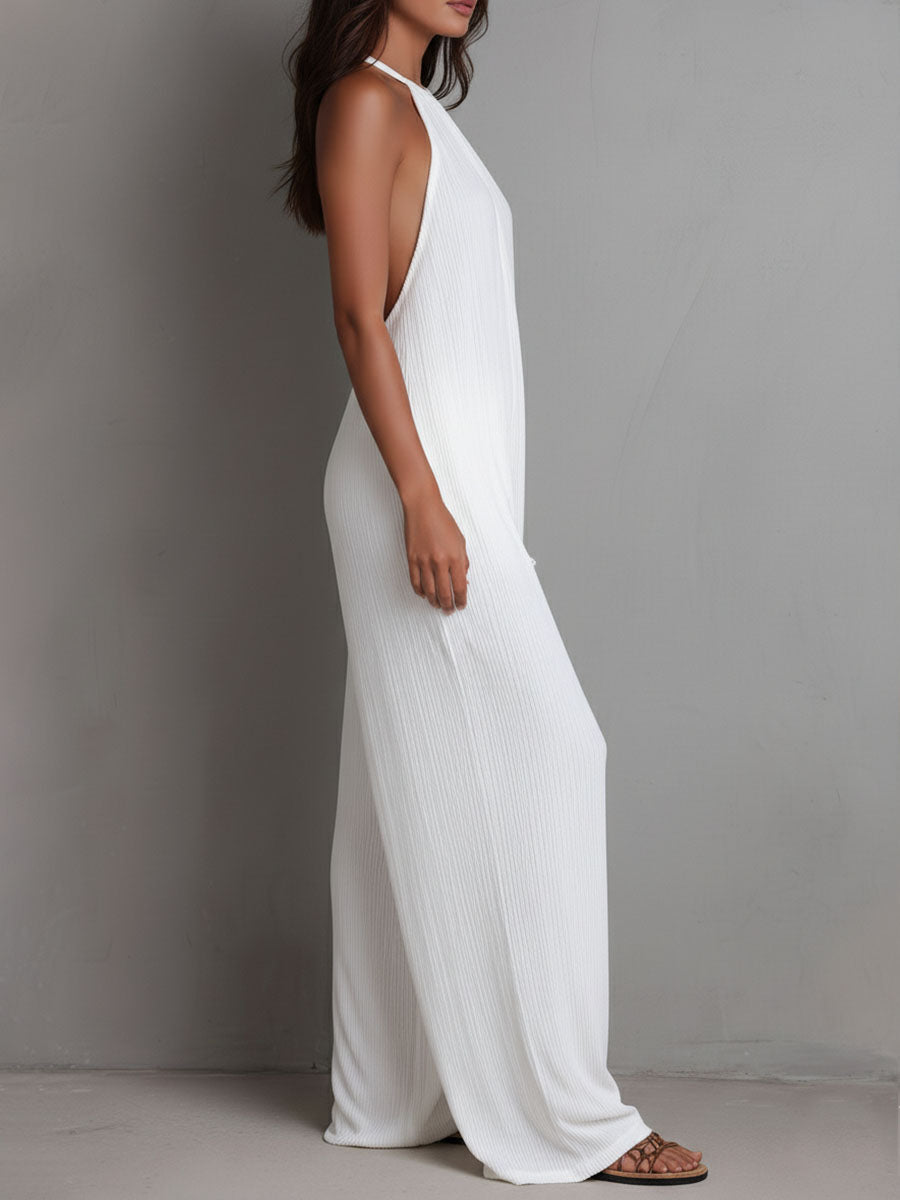 Mono Halter Plisado Blanco Brisa Riviera
