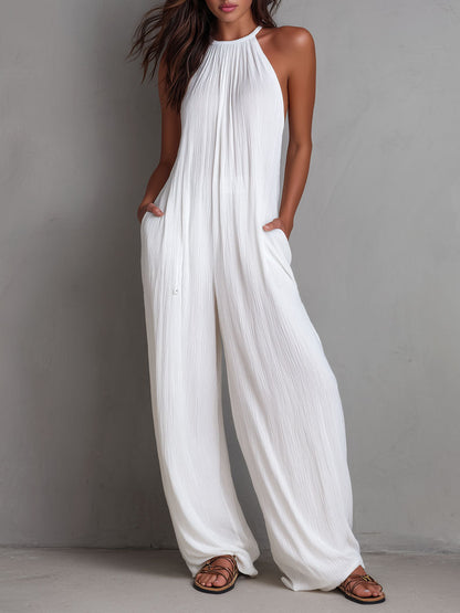 Mono Halter Plisado Blanco Brisa Riviera