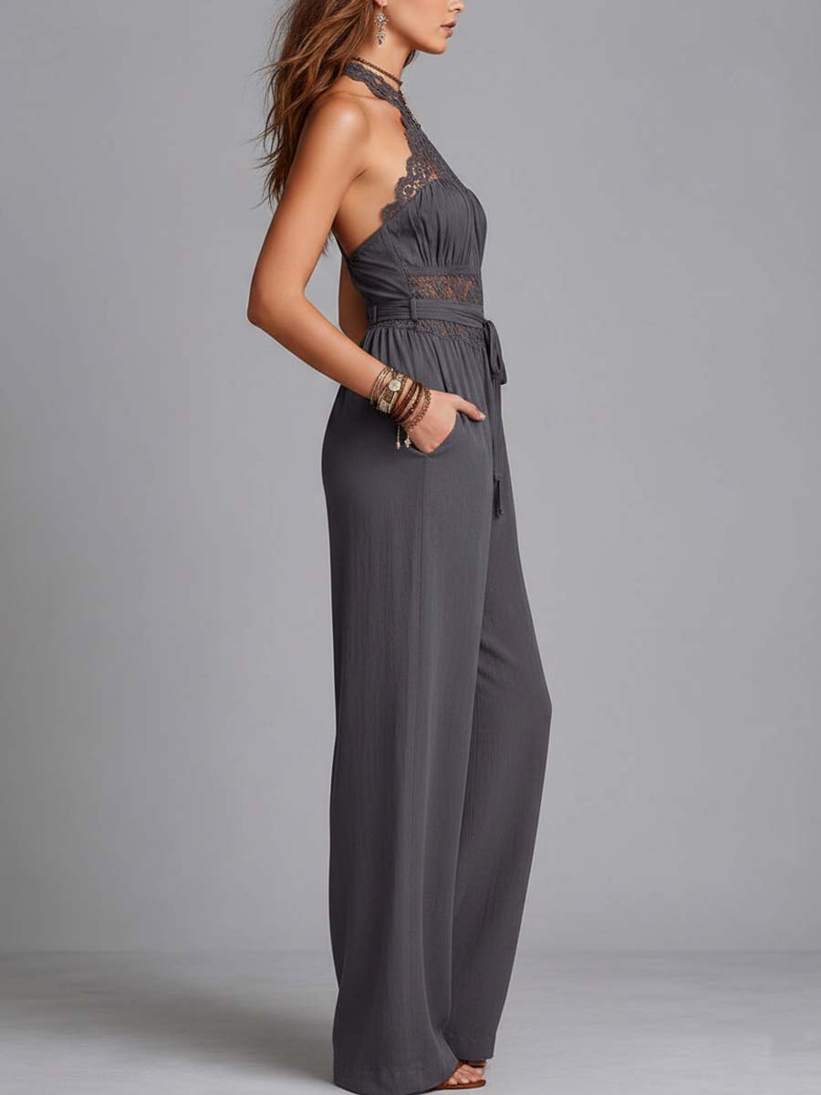 Mono Encaje Crochet Halter Brisa Romántica