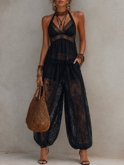 Conjunto Chaleco Halter Encaje Pantalón Globo Brisa Boho