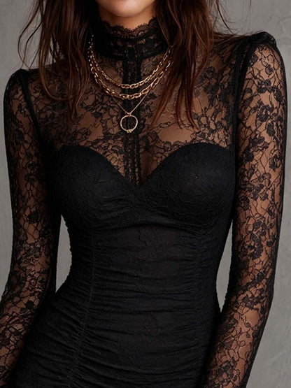 Vestido Mini Encaje Negro Encanto Riviera