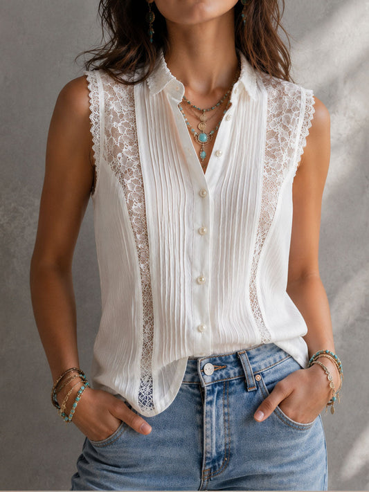 Blusa Plisada Encaje Brisa Romántica