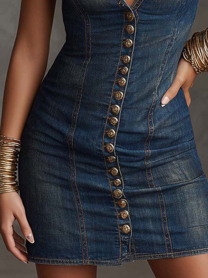 Vestido Vaquero Mini Botones Encanto Vintage