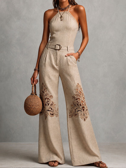 Mono Halter Bordado Beige Boho