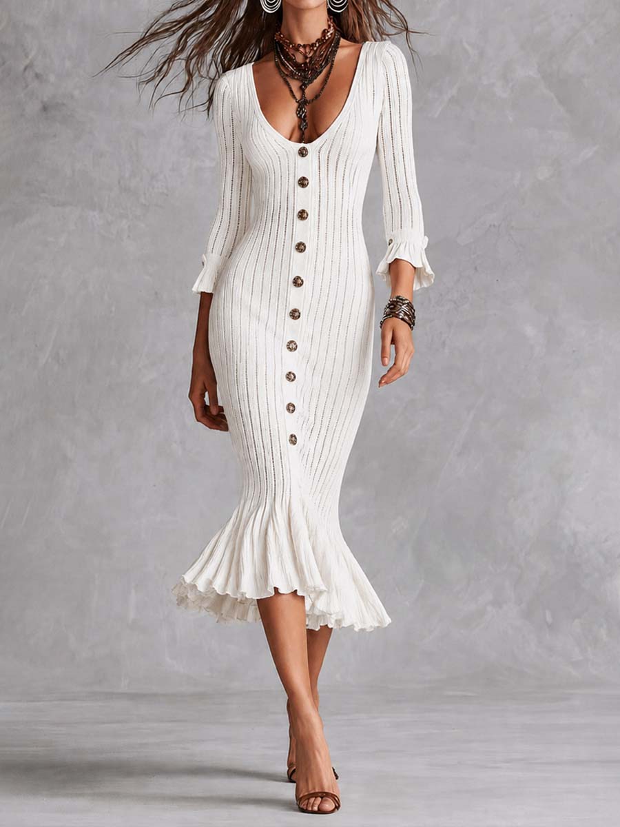 Vestido Midi Sirena Canalé Volantes