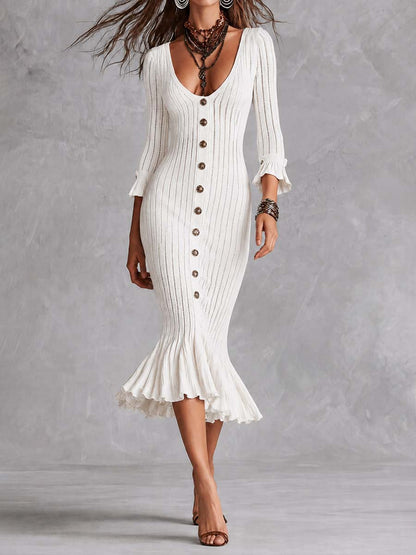Vestido Midi Sirena Canalé Volantes