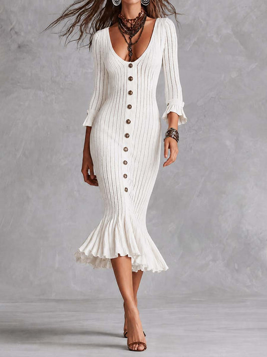 Vestido Midi Sirena Canalé Volantes