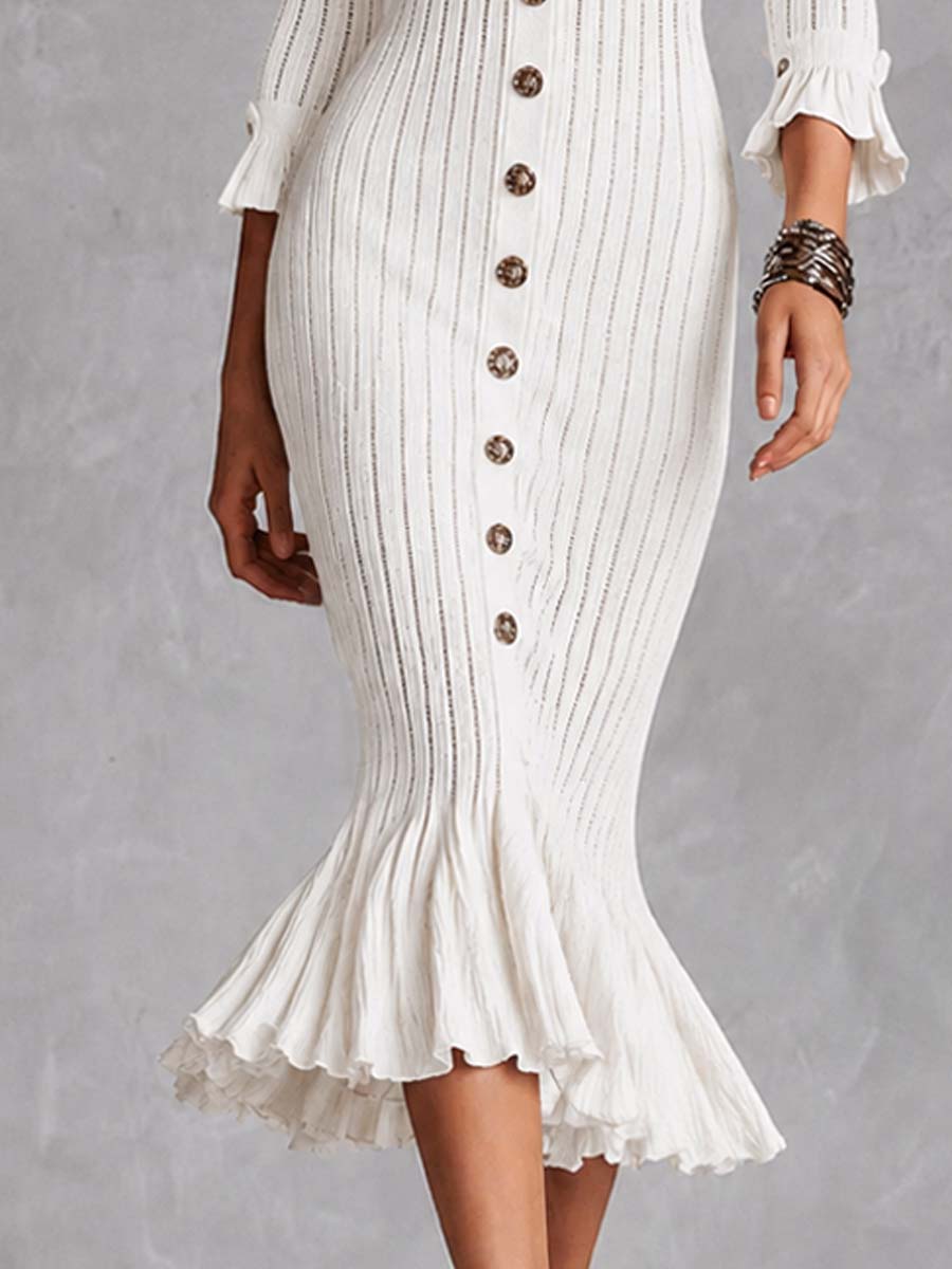 Vestido Midi Sirena Canalé Volantes
