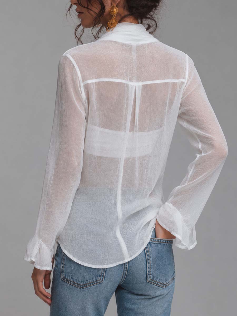 Blusa Chifón Cruzada Manga Larga La Romántica