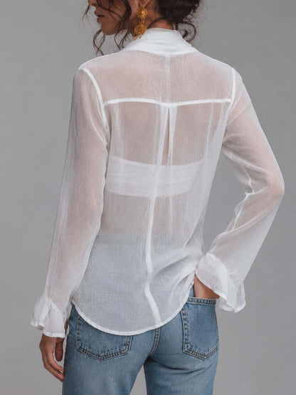 Blusa Chifón Cruzada Manga Larga La Romántica