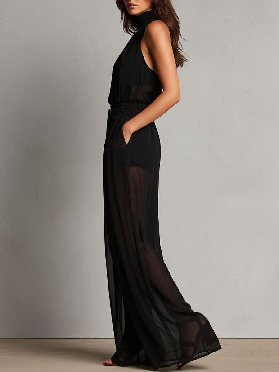 Mono Halter Malla Negro Encanto Riviera