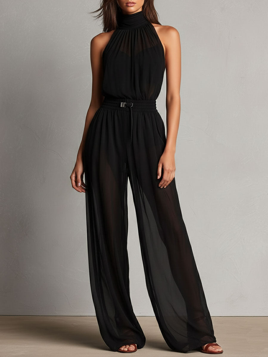 Mono Halter Malla Negro Encanto Riviera