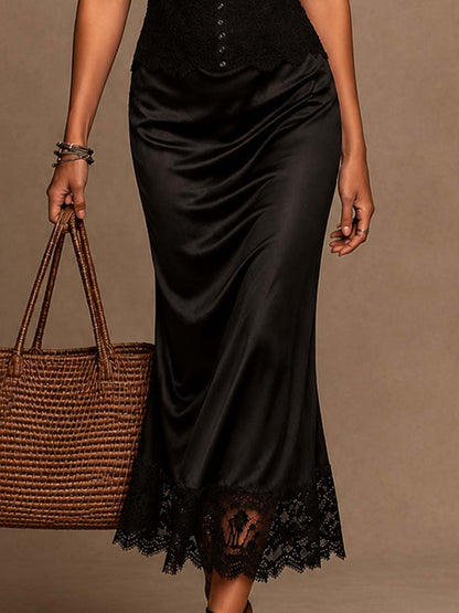 Vestido Midi Satén Encaje Encanto Riviera