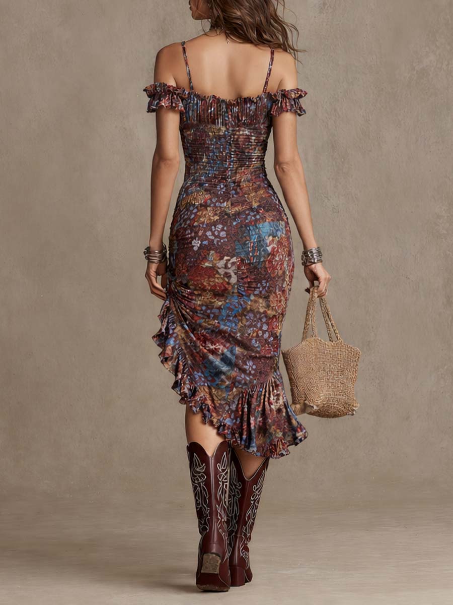 Vestido Maxi Floral Patchwork Boho