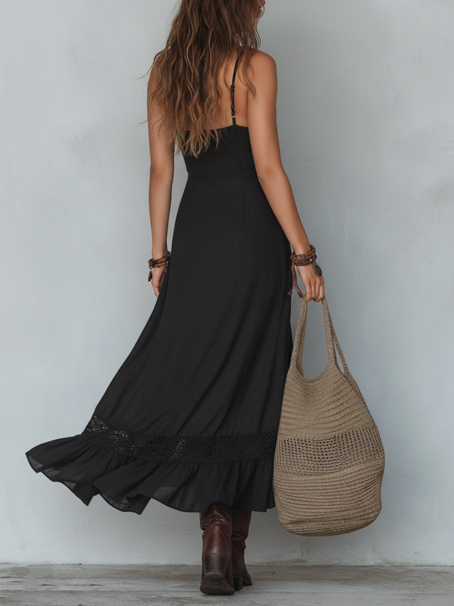 Vestido Maxi Encaje Bajo Asimétrico Vintage