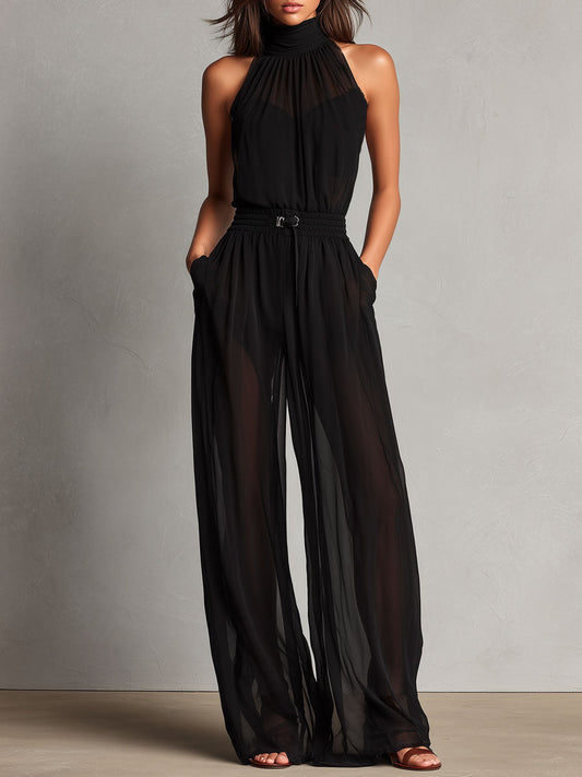 Mono Halter Malla Negro Encanto Riviera
