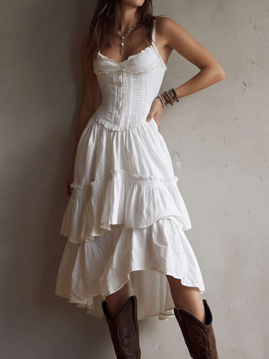 Vestido Midi Corsé Encaje Encanto Riviera