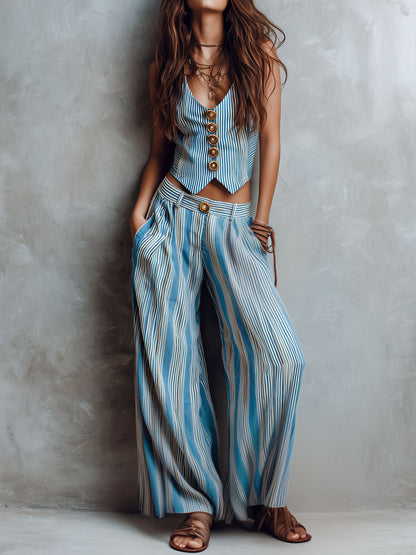 Conjunto Chaleco Pantalón Rayas Brisa Riviera