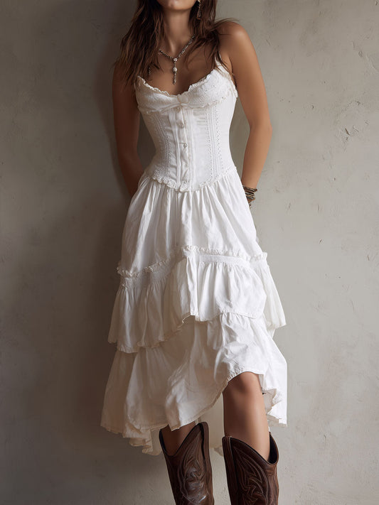 Vestido Midi Corsé Encaje Encanto Riviera