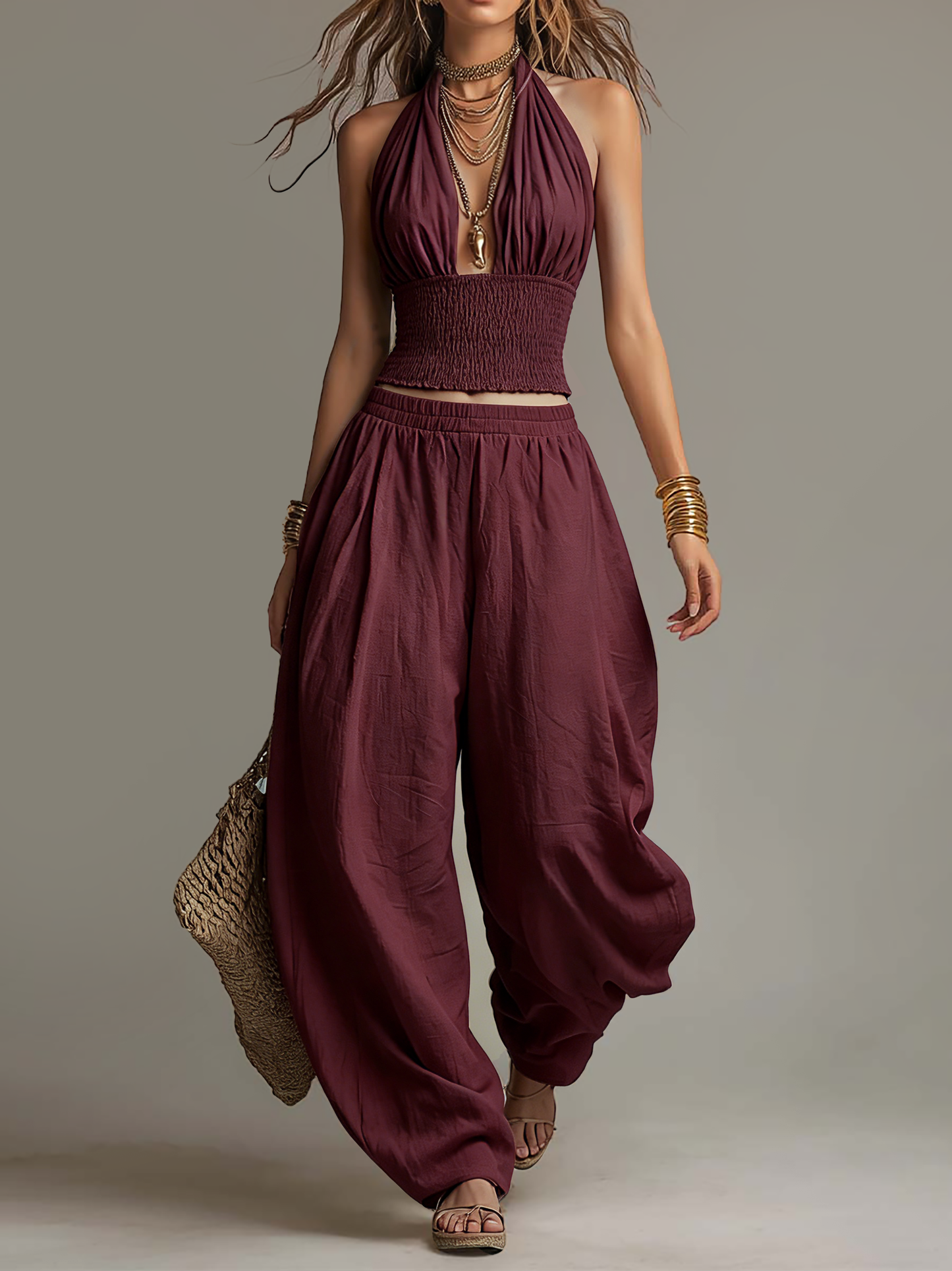 Conjunto Halter Harem Boho