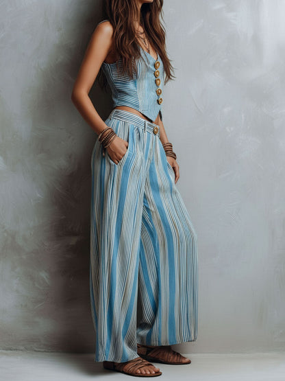 Conjunto Chaleco Pantalón Rayas Brisa Riviera