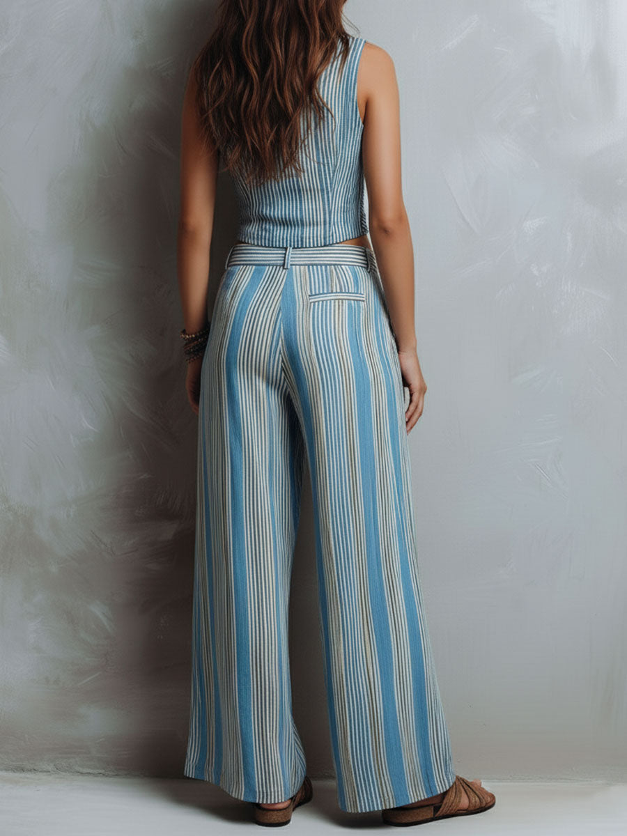 Conjunto Chaleco Pantalón Rayas Brisa Riviera