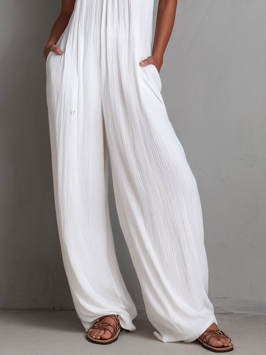 Mono Halter Plisado Blanco Brisa Riviera