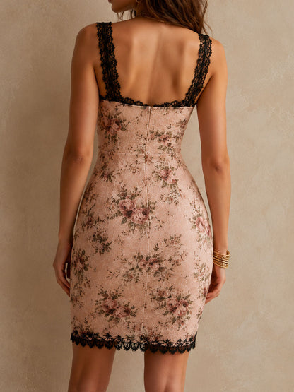 Vestido Mini Floral Rosa Encaje Brisa Romántica