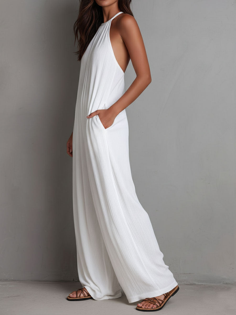 Mono Halter Plisado Blanco Brisa Riviera