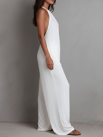 Mono Halter Plisado Blanco Brisa Riviera