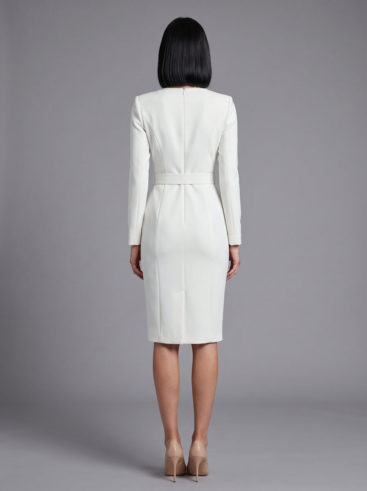 Abito Midi Irielle con Cintura e Collo alla Coreana