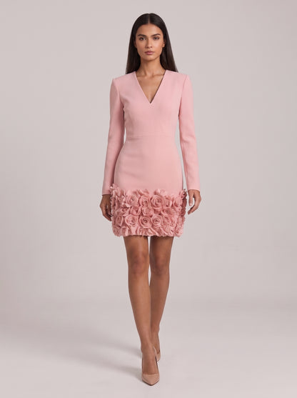 Abito Rosette con rose in rilievo e scollo a V