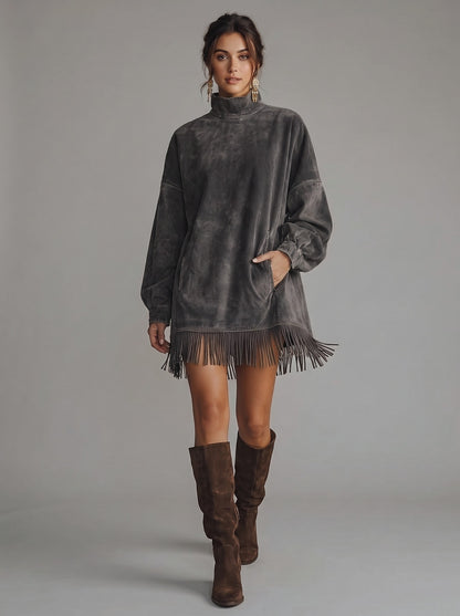Vestido angelica — Gris oscuro, frontal