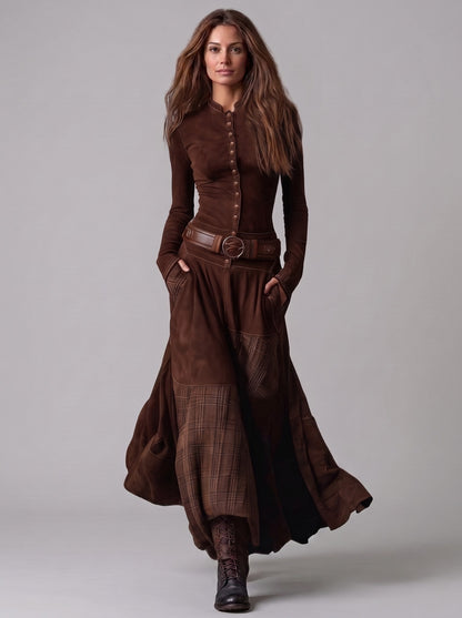 Vestido Aurelia — marrón, frontal