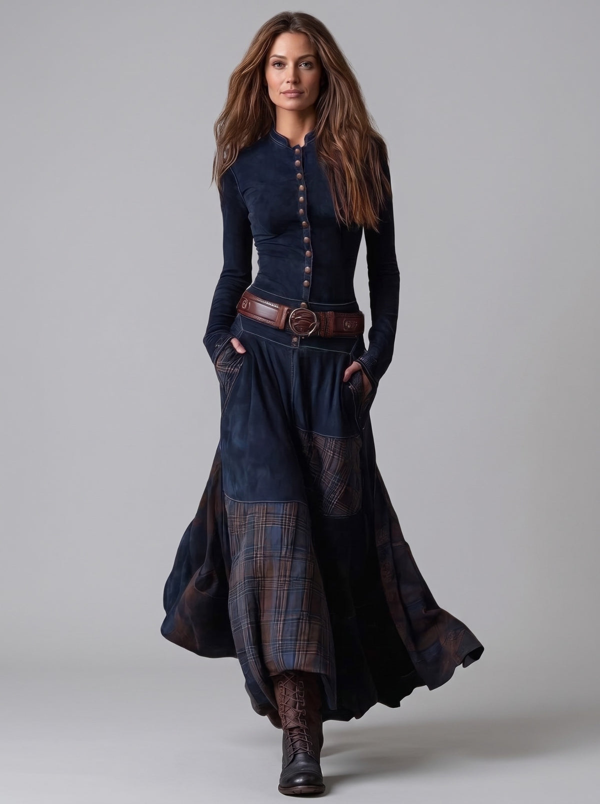 Vestido aurelia — Azul marino, frontal