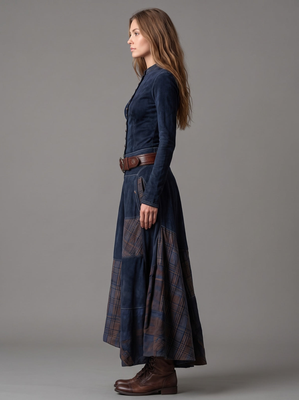 Vestido aurelia — Azul marino, lateral