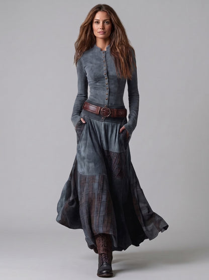 Vestido aurelia — Gris, frontal