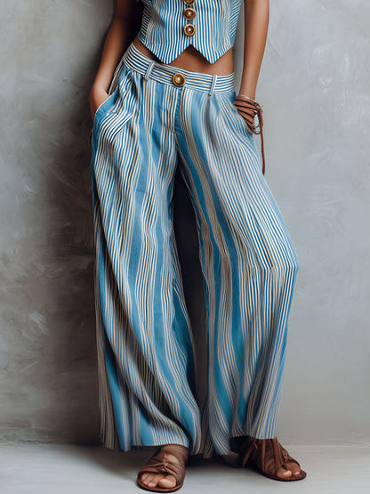 Conjunto Chaleco Pantalón Rayas Brisa Riviera