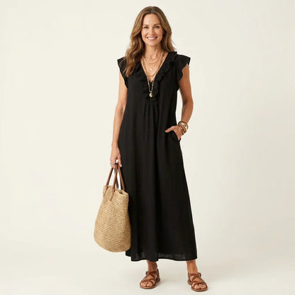 Vestido Maxi Fluido Boho Elisa - negro