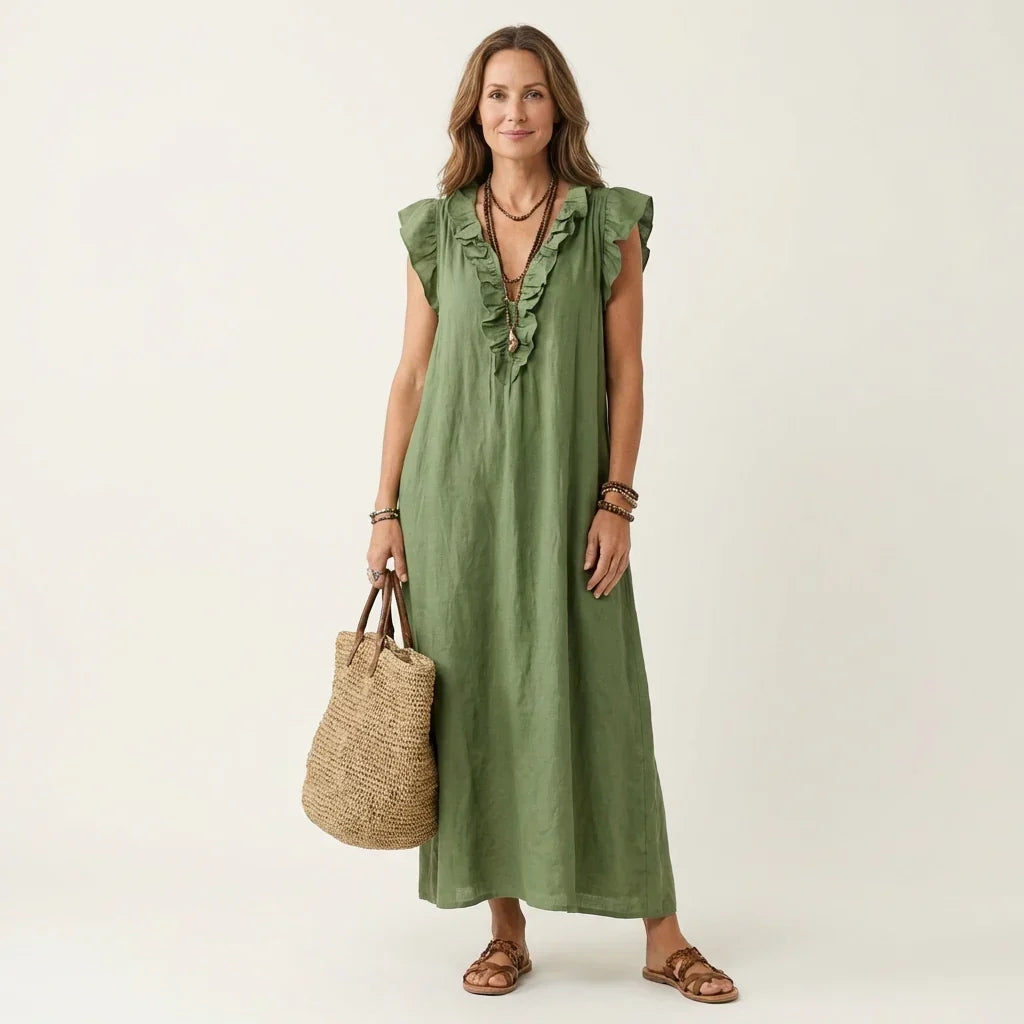 Vestido Maxi Fluido Boho Elisa - vista frontal