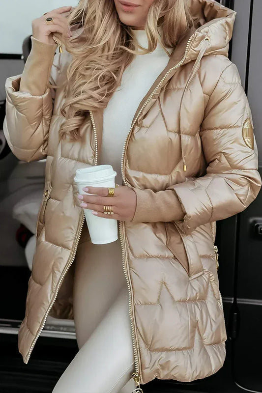 Abrigo Acolchado Mila con Capucha - Beige