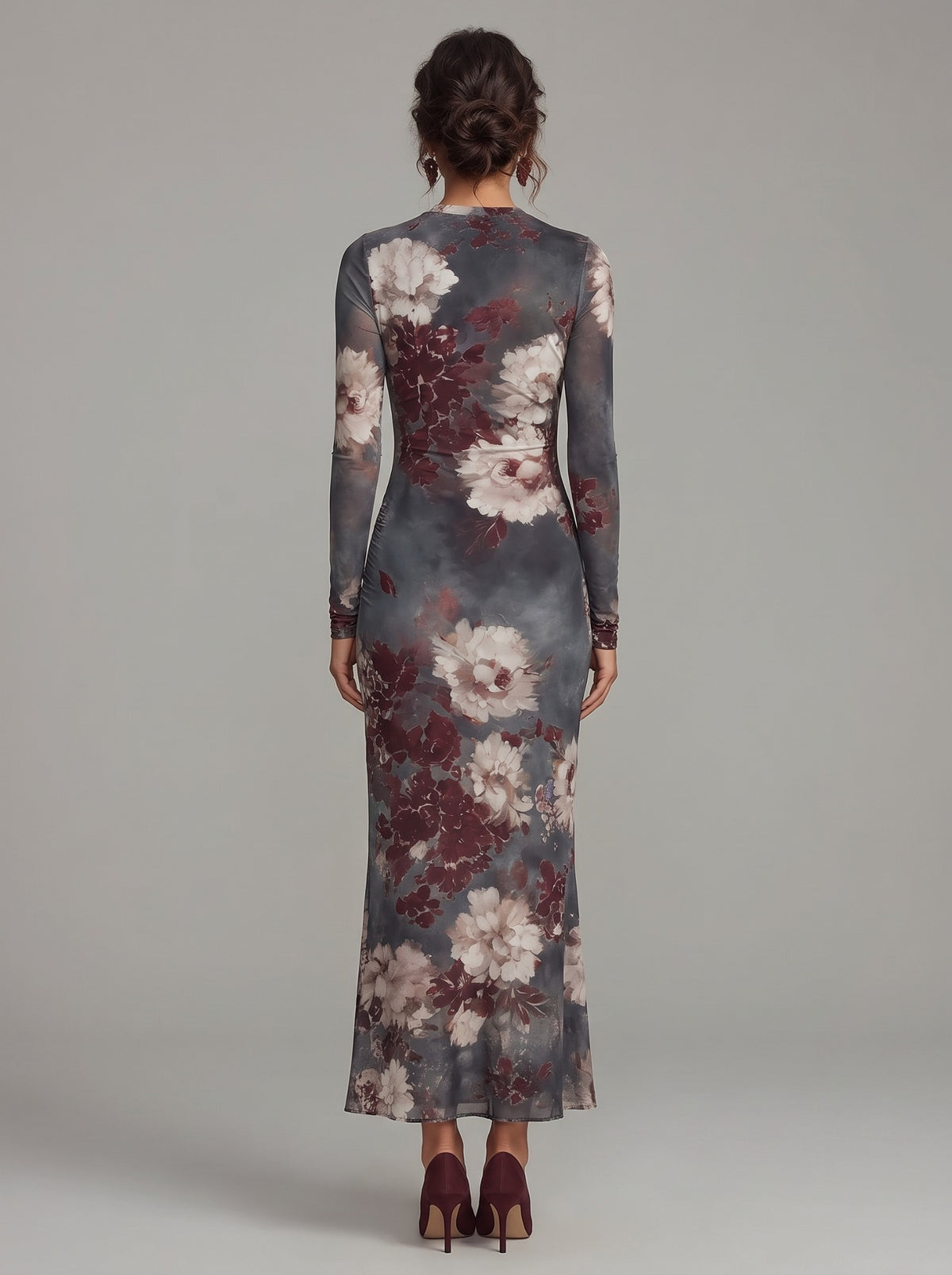 Vestido Leonie floral azul grisáceo