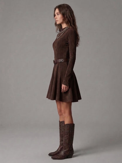 Vestido Noemi — Marrón oscuro, lateral
