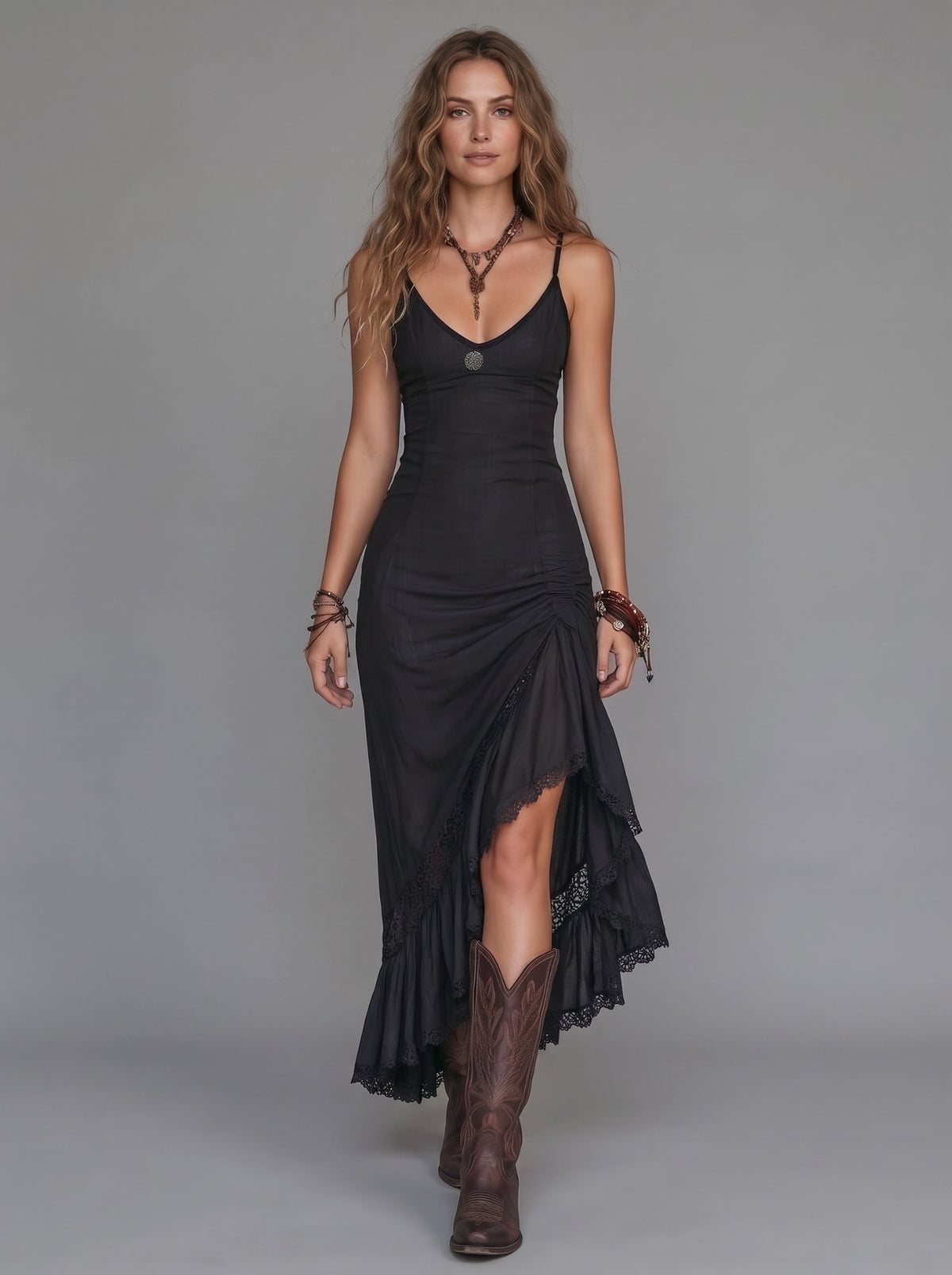 Vestido Violeta — Negro, frontal